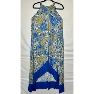 Lascana BOHO Paisley Hi/Low Maxi Dress Size 6 Back Tie at Neckline Wide Trim